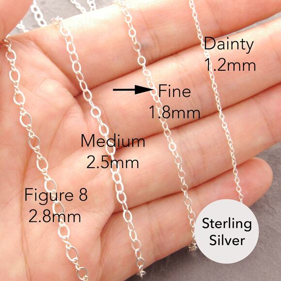 14” Delicate Silver Necklace, sterling silver, fine chain, choker (28-1sf-sp) - Picture 2 of 5